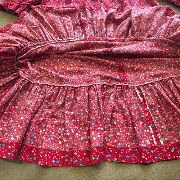 Vintage Hilda Hawaii Red Floral Ruffle MuuMuu Prairie House Dress 1970’s 1980’s - Picture 5 of 7